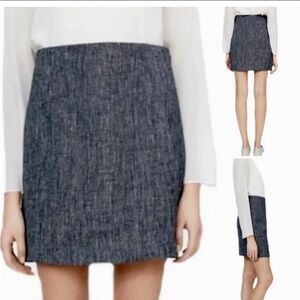 Theory Linen Blend Herring Melange Mini Skirt